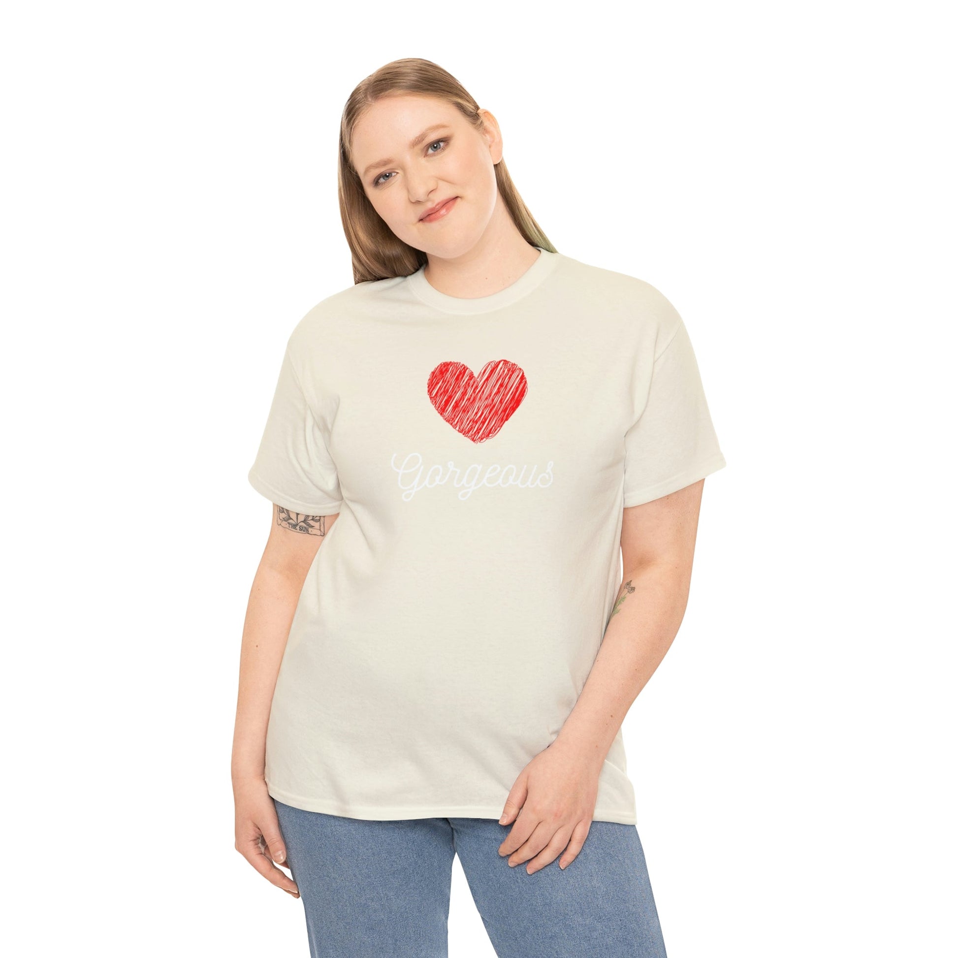 Gorgeous Heart, Love, Positivity, Romantic, Unisex Heavy Cotton Tee - StarJam T-Shirt