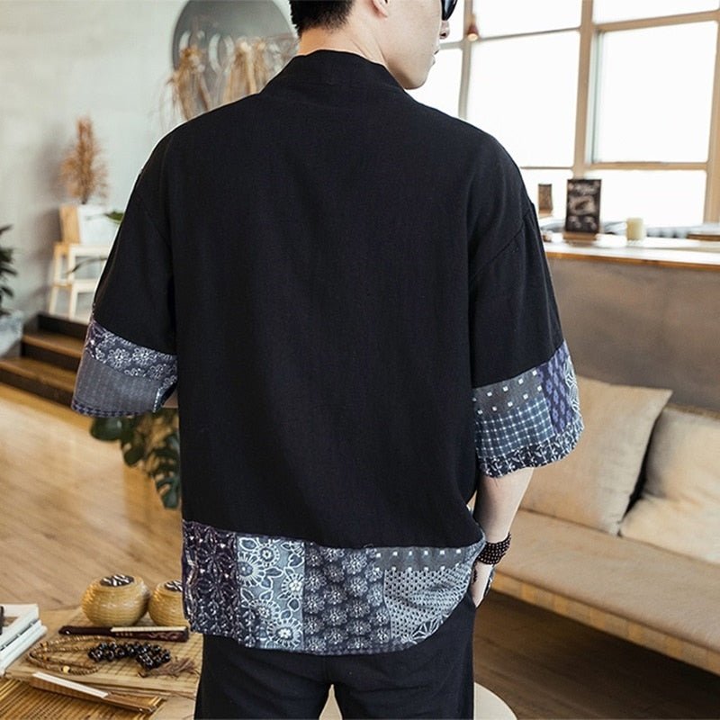 Japanese Kimono Men Cardigan Streetwear Yukata Male Shirt Haori Mens Kimono Shirt Traditional Japanese Samurai Clothing 4xl 5xl - StarJam Hoodie