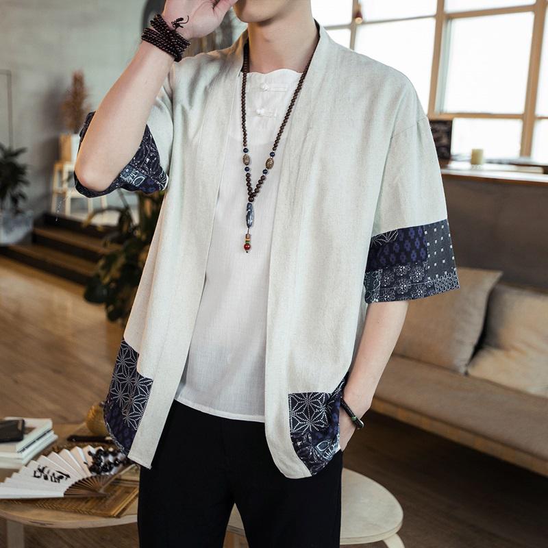 Japanese Kimono Men Cardigan Streetwear Yukata Male Shirt Haori Mens Kimono Shirt Traditional Japanese Samurai Clothing 4xl 5xl - StarJam Hoodie