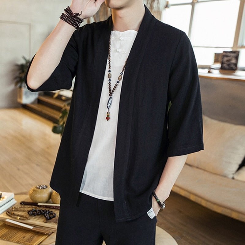 Japanese Kimono Men Cardigan Streetwear Yukata Male Shirt Haori Mens Kimono Shirt Traditional Japanese Samurai Clothing 4xl 5xl - StarJam Hoodie