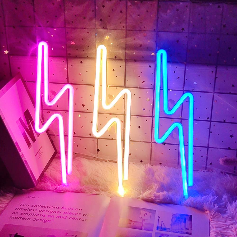 Led Home Neon Lightning Shaped Sign Neon Fulmination Light Usb Decorative Light Wall Decor For Kids Baby Room Wedding Party - StarJam Gifts