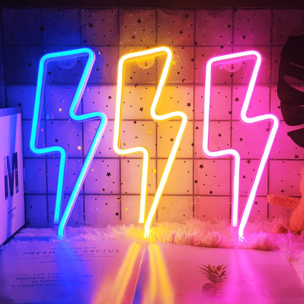 Led Home Neon Lightning Shaped Sign Neon Fulmination Light Usb Decorative Light Wall Decor For Kids Baby Room Wedding Party - StarJam Gifts