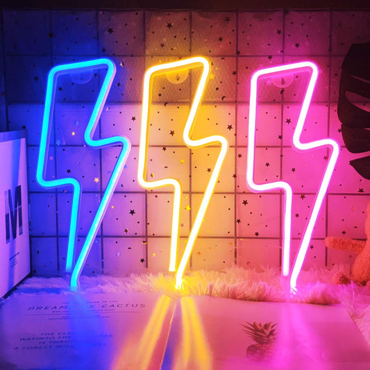 Led Home Neon Lightning Shaped Sign Neon Fulmination Light Usb Decorative Light Wall Decor For Kids Baby Room Wedding Party - StarJam Gifts