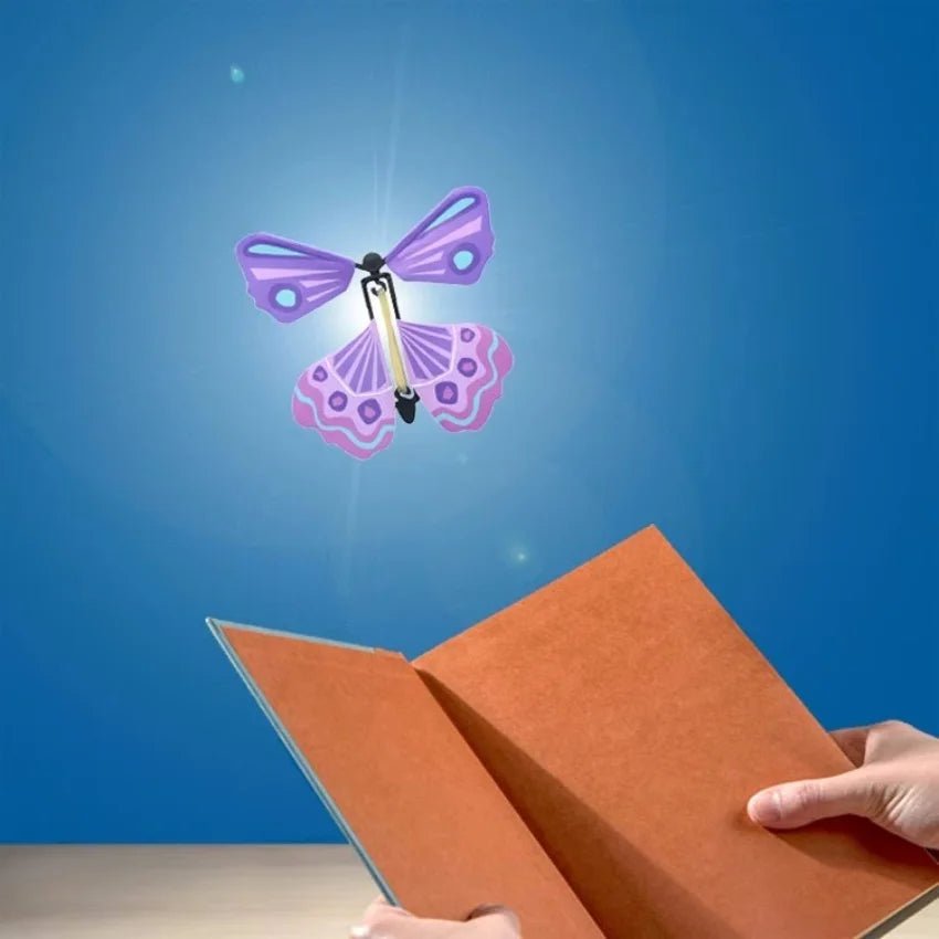 Magic Wind Up Flying Butterfly In The Book Rubber Band Powered Magic Fairy Flying Toy Great Surprise Gift Party Favor - StarJam