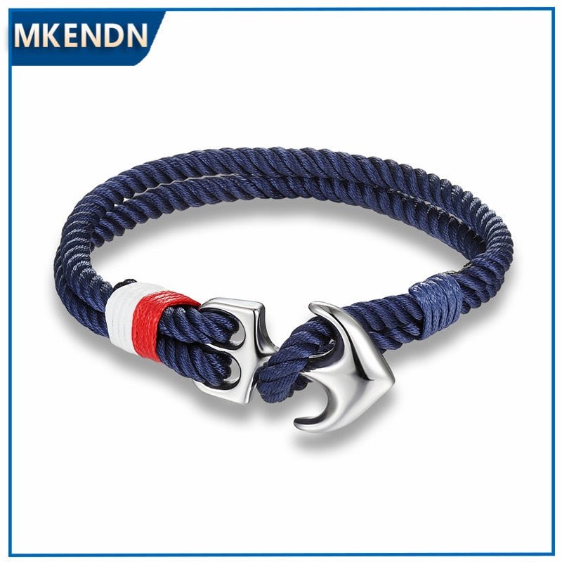 Mkendn High Quality Anchor Bracelets Men Charm Nautical Survival Rope Chain Paracord Bracelet Male Wrap Metal Sport Hooks - StarJam Gifts