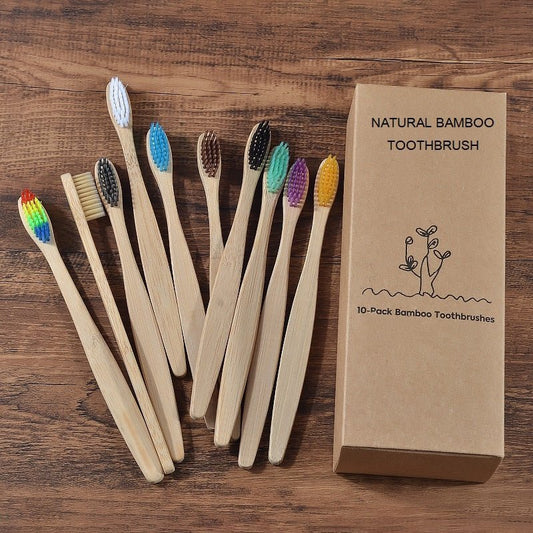 New Design Mixed Color Bamboo Toothbrush Eco Friendly Wooden Tooth Brush Soft Bristle Tip Charcoal Adults Oral Care Toothbrush - StarJam Gifts