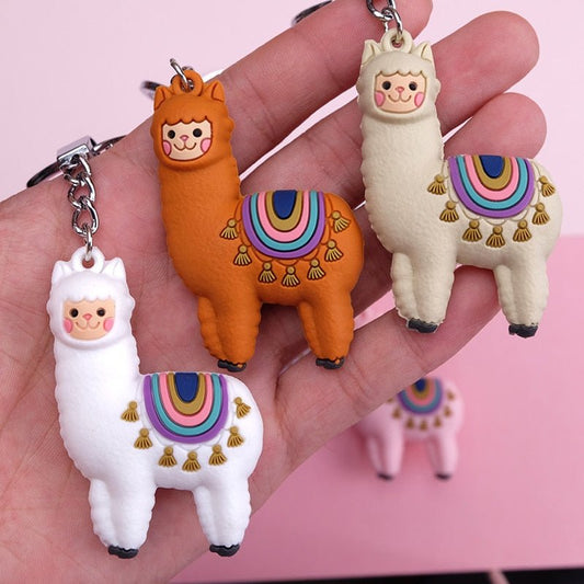 New Qualitied Original Cartoon Lamb Cute Luck Zodiac Alpaca Keychain Key Ring Simulation Animals Pendant Jewelry Birthday Gift - StarJam Gifts