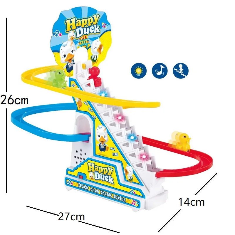 Penguin Track Toy Climb Stairs Children Kids Classic Cartoon Dogs Ducks Electrical Music Light Birthday Christmas New Year Gift - StarJam