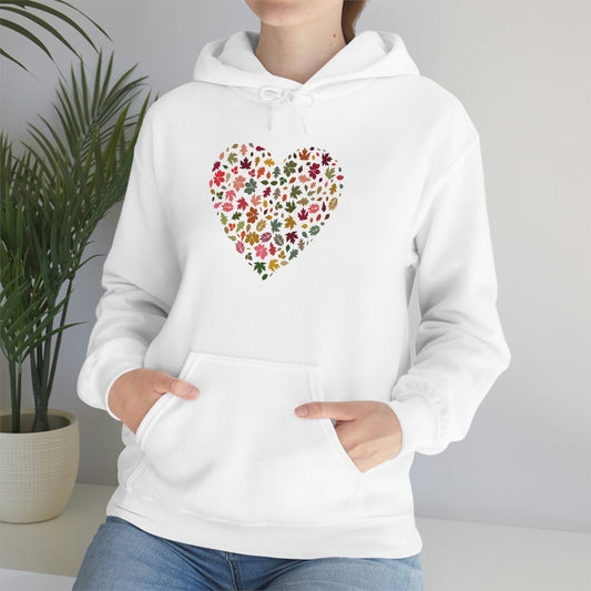 Pretty Leaf Print Hearts - Ladies Hoodie, Mens Hoodie, Trending, Love Heart, Fashion, Hooded Pullover, Sweatshirt, Hoody, Heavy Blend Hoodie | Comfortable Hoodie - StarJam Hoodie