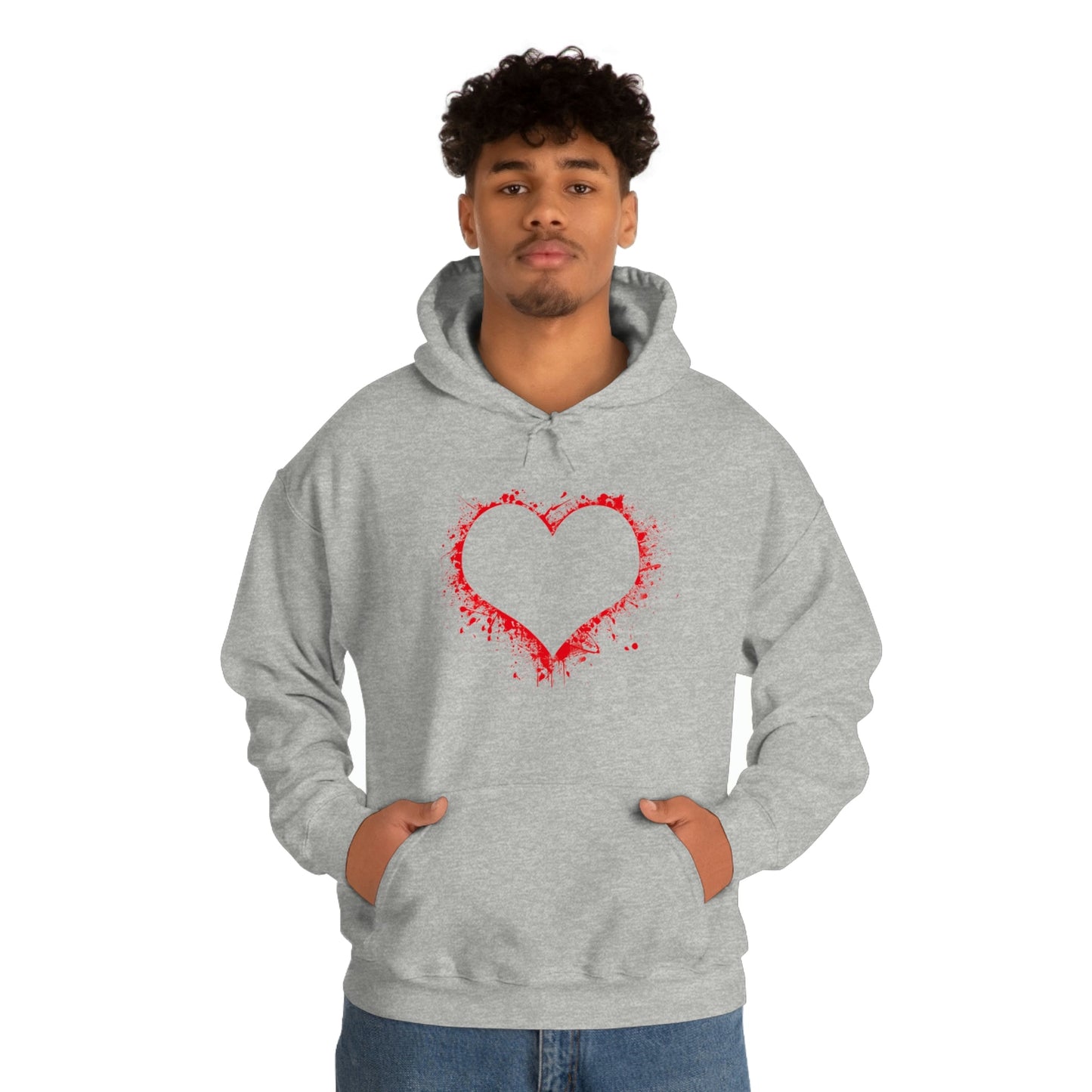 Red Paint Hearts - Ladies Hoodie, Mens Hoodie, Trending, Love Heart, Fashion, Hooded Pullover, Sweatshirt, Hoody, Heavy Blend Hooded Sweat | Comfortable Hoodie - StarJam Hoodie