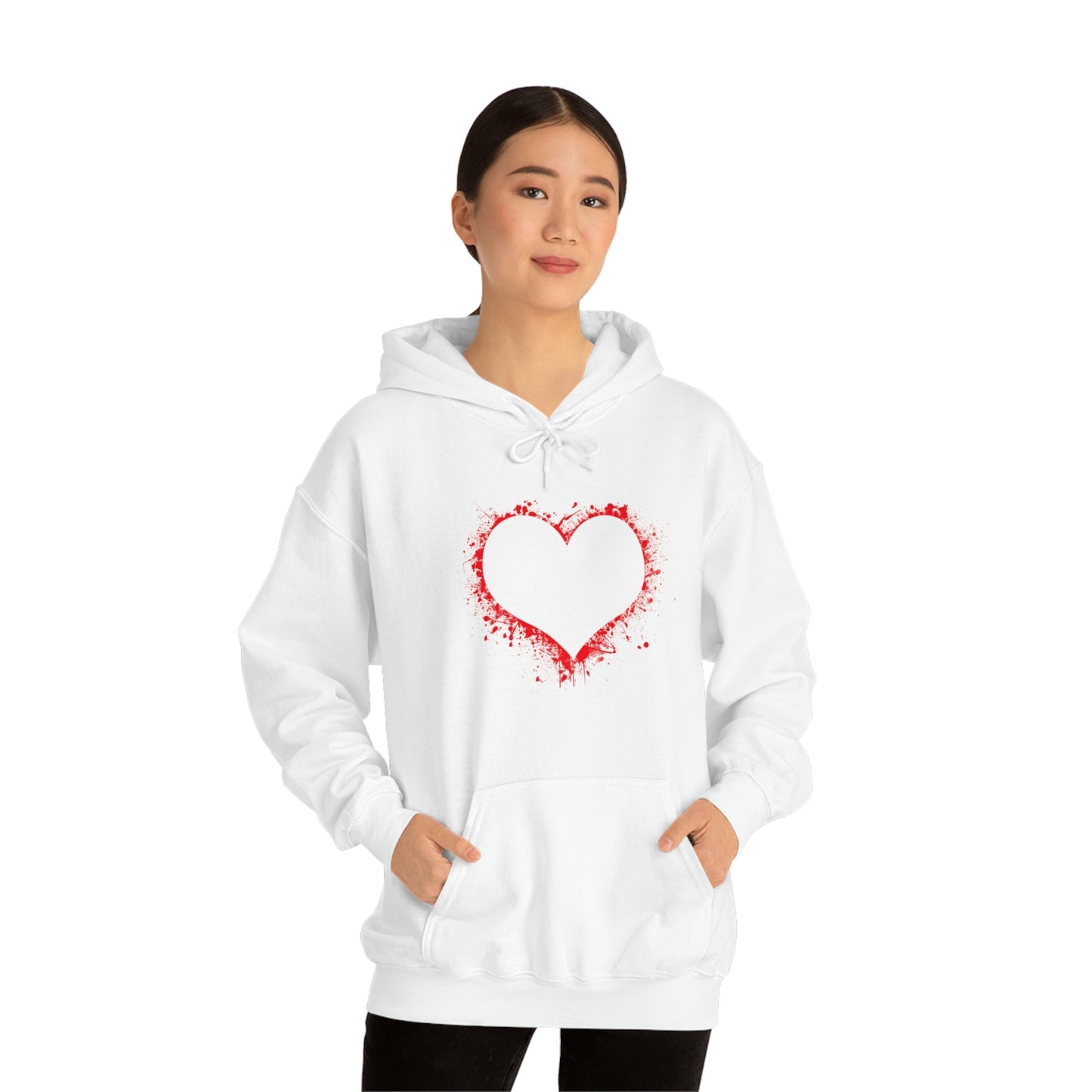 Red Paint Hearts - Ladies Hoodie, Mens Hoodie, Trending, Love Heart, Fashion, Hooded Pullover, Sweatshirt, Hoody, Heavy Blend Hooded Sweat | Comfortable Hoodie - StarJam Hoodie