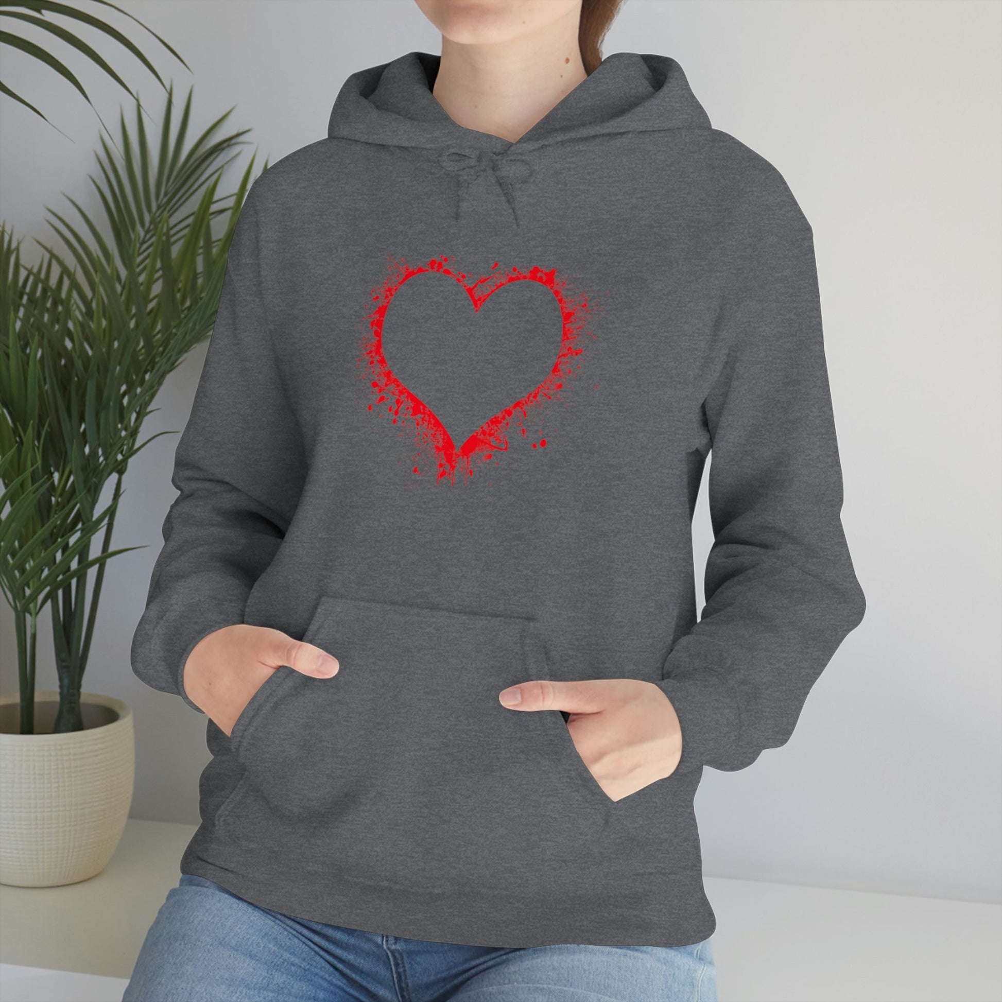 Red Paint Hearts - Ladies Hoodie, Mens Hoodie, Trending, Love Heart, Fashion, Hooded Pullover, Sweatshirt, Hoody, Heavy Blend Hooded Sweat | Comfortable Hoodie - StarJam Hoodie