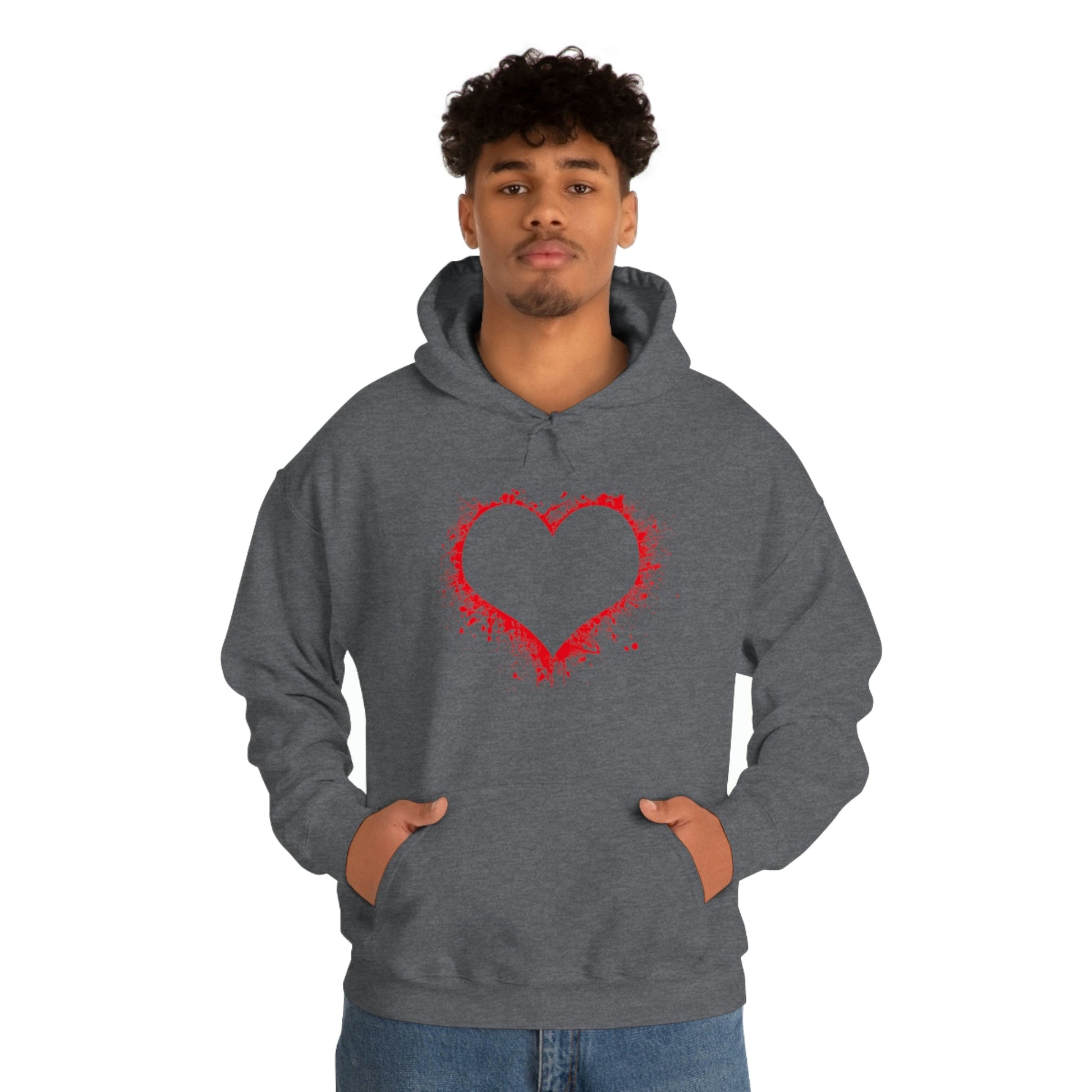 Red Paint Hearts - Ladies Hoodie, Mens Hoodie, Trending, Love Heart, Fashion, Hooded Pullover, Sweatshirt, Hoody, Heavy Blend Hooded Sweat | Comfortable Hoodie - StarJam Hoodie