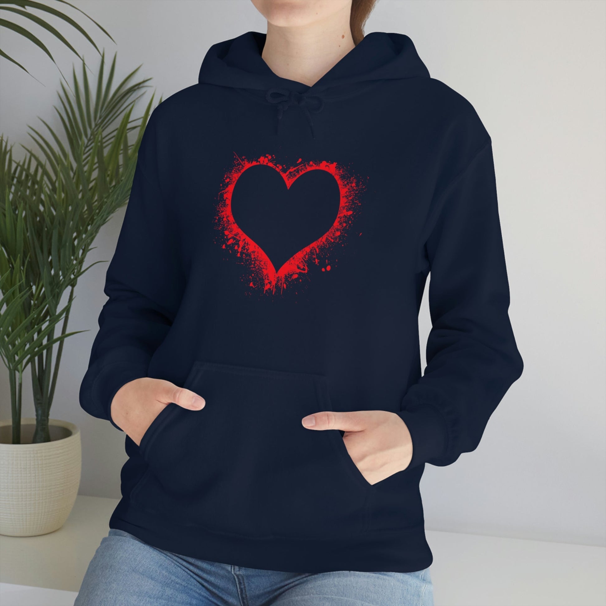 Red Paint Hearts - Ladies Hoodie, Mens Hoodie, Trending, Love Heart, Fashion, Hooded Pullover, Sweatshirt, Hoody, Heavy Blend Hooded Sweat | Comfortable Hoodie - StarJam Hoodie