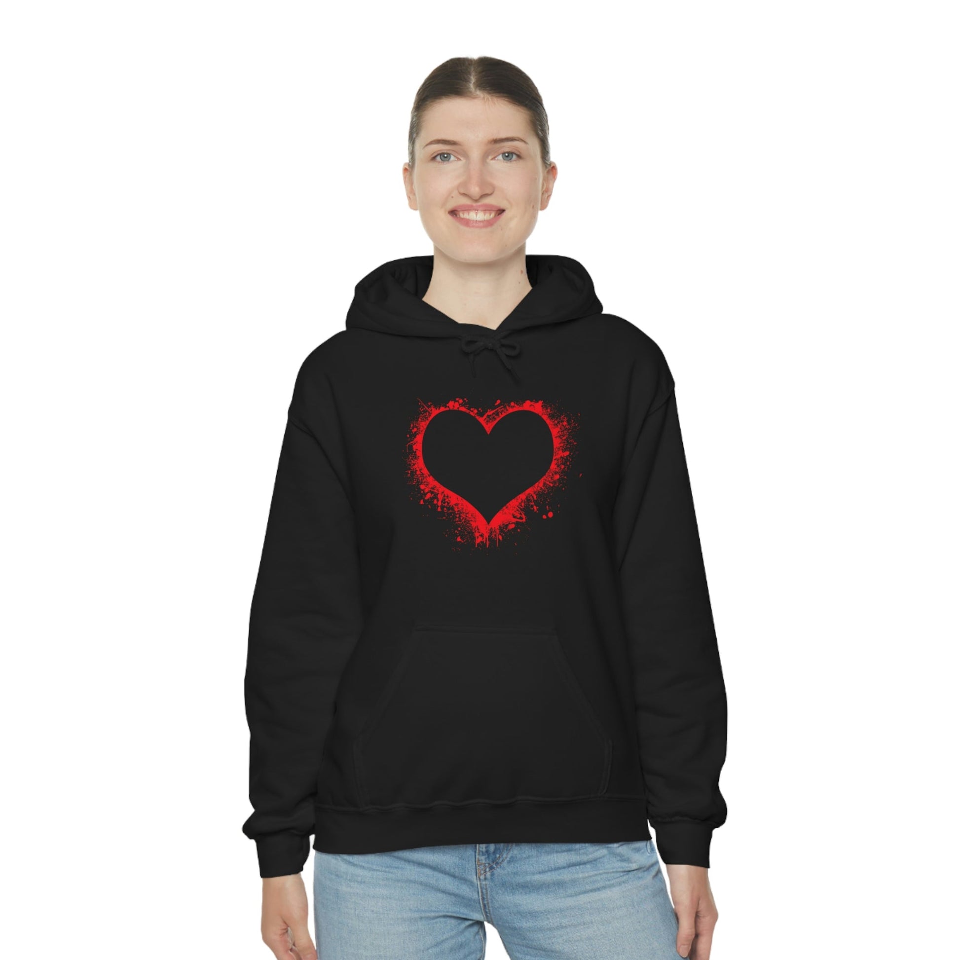 Red Paint Hearts - Ladies Hoodie, Mens Hoodie, Trending, Love Heart, Fashion, Hooded Pullover, Sweatshirt, Hoody, Heavy Blend Hooded Sweat | Comfortable Hoodie - StarJam Hoodie