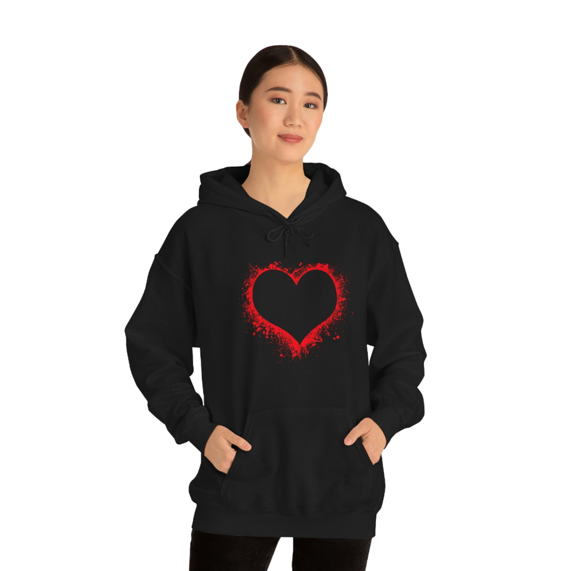 Red Paint Hearts - Ladies Hoodie, Mens Hoodie, Trending, Love Heart, Fashion, Hooded Pullover, Sweatshirt, Hoody, Heavy Blend Hooded Sweat | Comfortable Hoodie - StarJam Hoodie