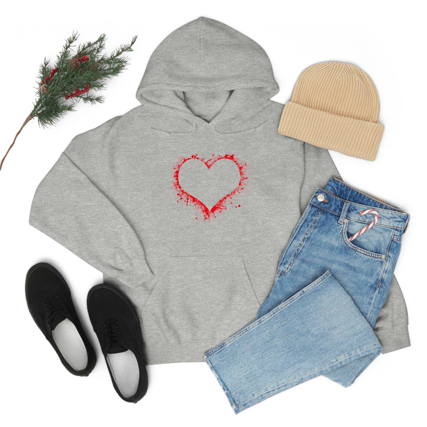 Red Paint Hearts - Ladies Hoodie, Mens Hoodie, Trending, Love Heart, Fashion, Hooded Pullover, Sweatshirt, Hoody, Heavy Blend Hooded Sweat | Comfortable Hoodie - StarJam Hoodie