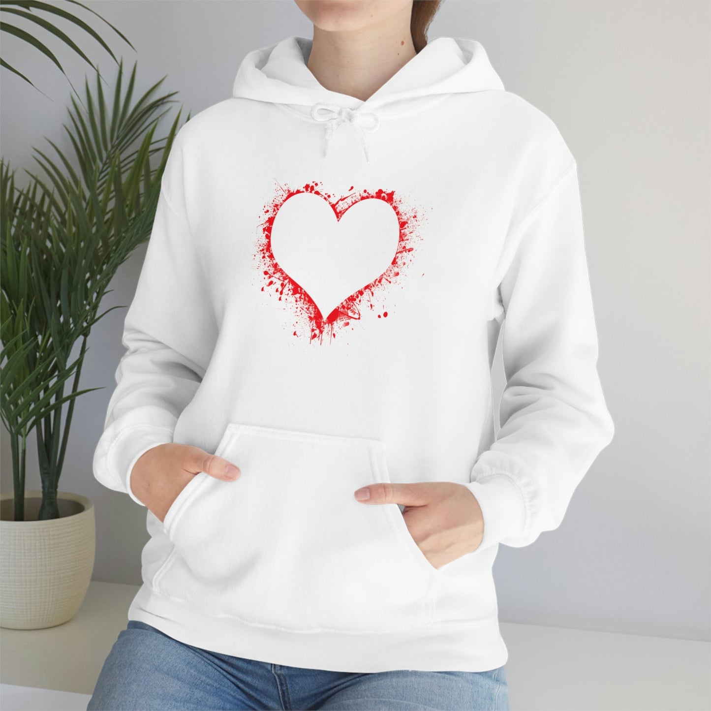 Red Paint Hearts - Ladies Hoodie, Mens Hoodie, Trending, Love Heart, Fashion, Hooded Pullover, Sweatshirt, Hoody, Heavy Blend Hooded Sweat | Comfortable Hoodie - StarJam Hoodie