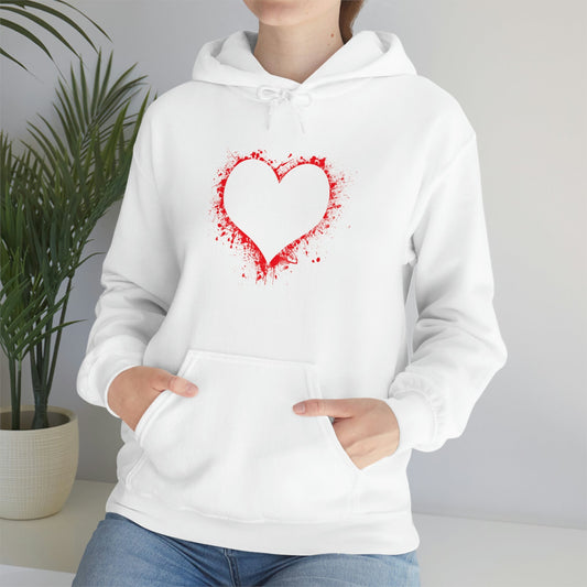 Red Paint Hearts - Ladies Hoodie, Mens Hoodie, Trending, Love Heart, Fashion, Hooded Pullover, Sweatshirt, Hoody, Heavy Blend Hooded Sweat | Comfortable Hoodie - StarJam Hoodie