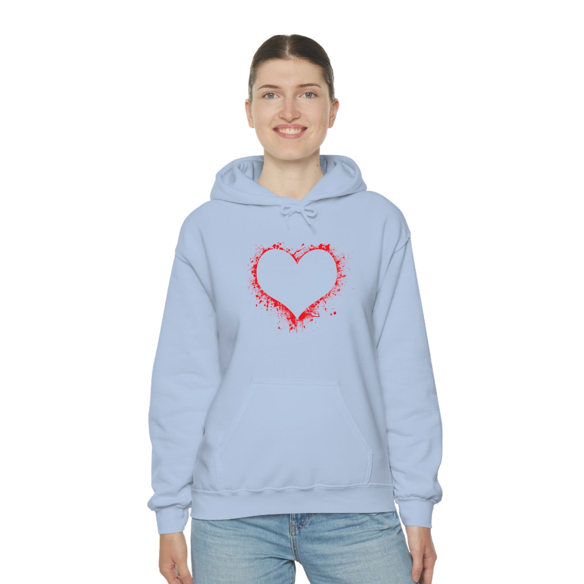 Red Paint Hearts - Ladies Hoodie, Mens Hoodie, Trending, Love Heart, Fashion, Hooded Pullover, Sweatshirt, Hoody, Heavy Blend Hooded Sweat | Comfortable Hoodie - StarJam Hoodie