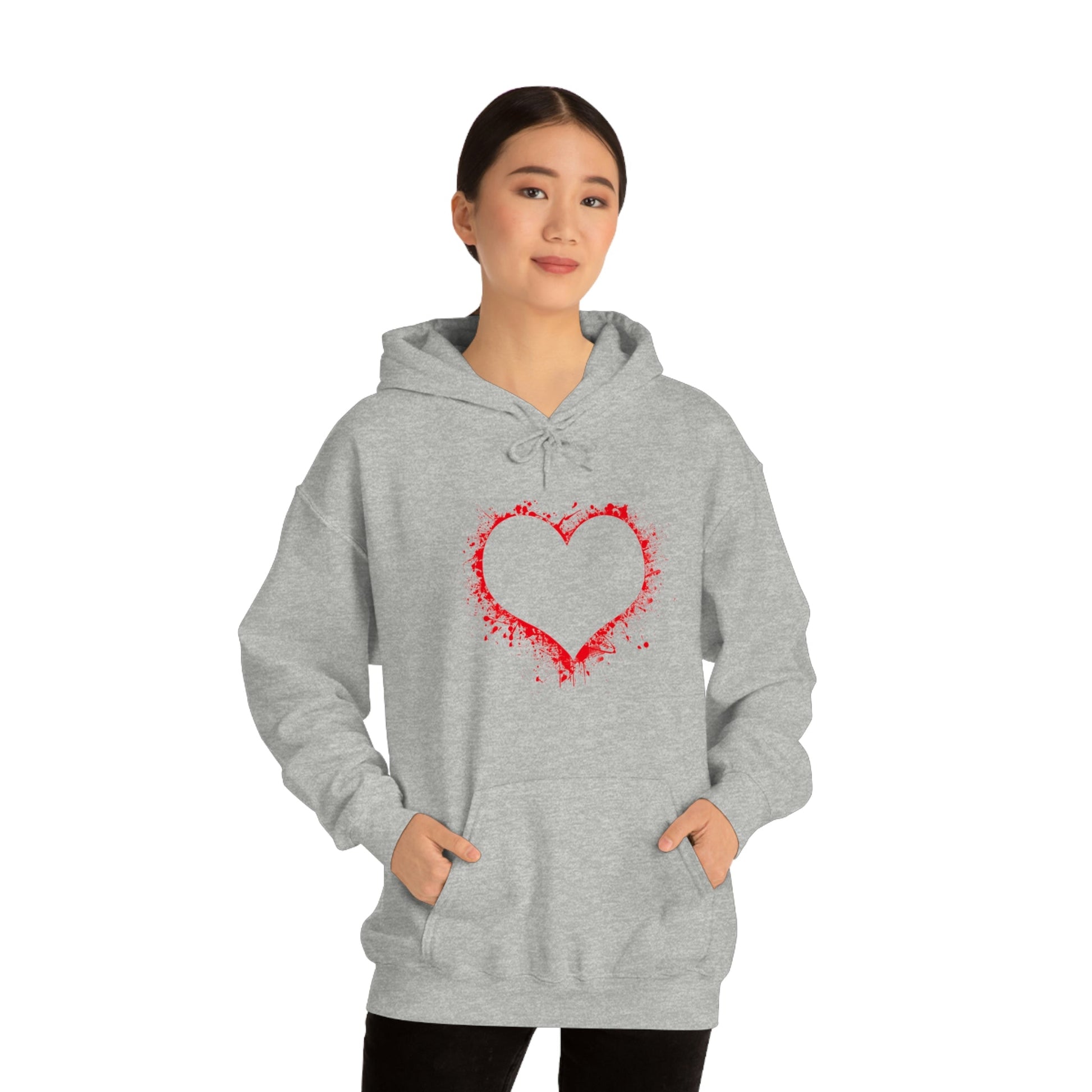 Red Paint Hearts - Ladies Hoodie, Mens Hoodie, Trending, Love Heart, Fashion, Hooded Pullover, Sweatshirt, Hoody, Heavy Blend Hooded Sweat | Comfortable Hoodie - StarJam Hoodie