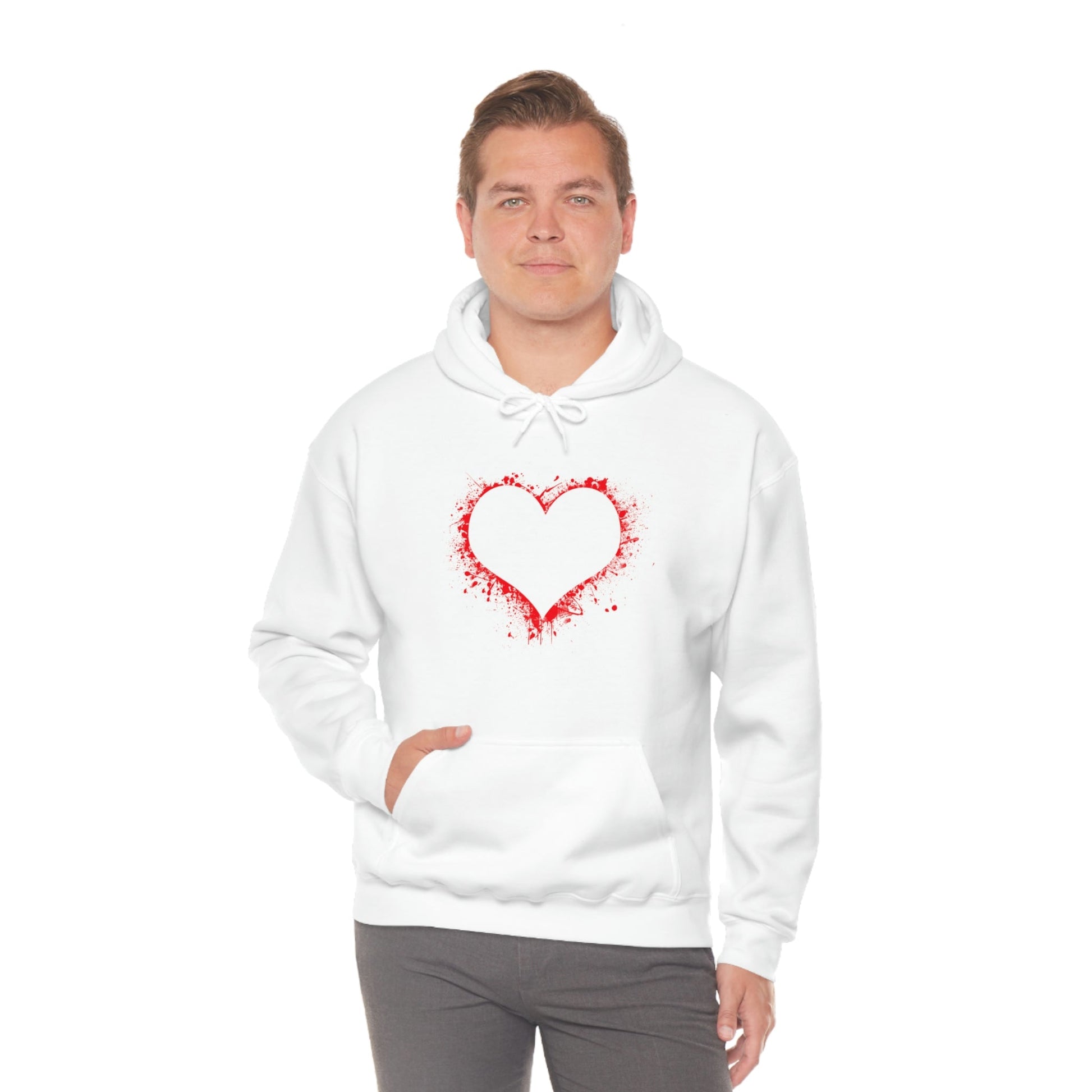 Red Paint Hearts - Ladies Hoodie, Mens Hoodie, Trending, Love Heart, Fashion, Hooded Pullover, Sweatshirt, Hoody, Heavy Blend Hooded Sweat | Comfortable Hoodie - StarJam Hoodie