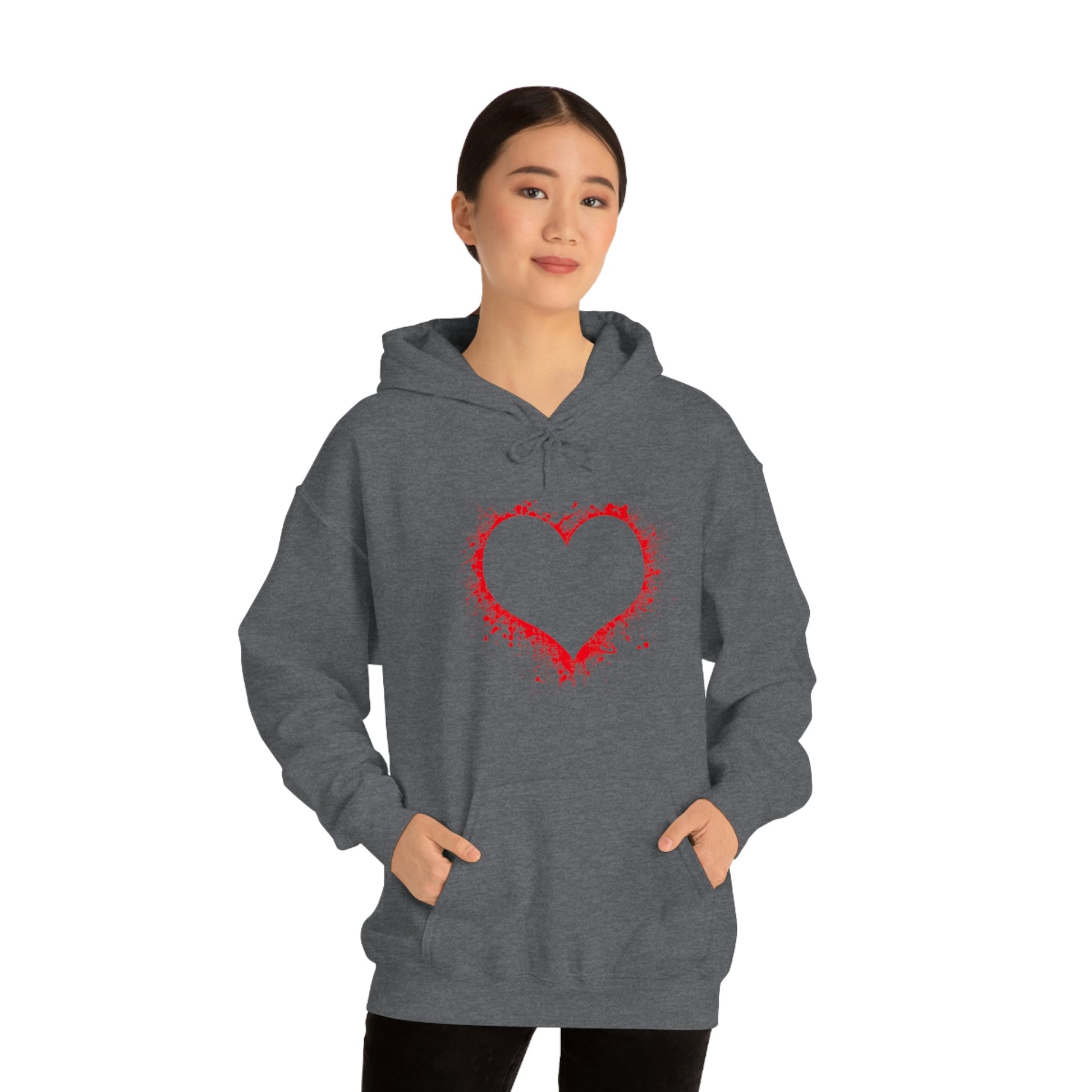 Red Paint Hearts - Ladies Hoodie, Mens Hoodie, Trending, Love Heart, Fashion, Hooded Pullover, Sweatshirt, Hoody, Heavy Blend Hooded Sweat | Comfortable Hoodie - StarJam Hoodie