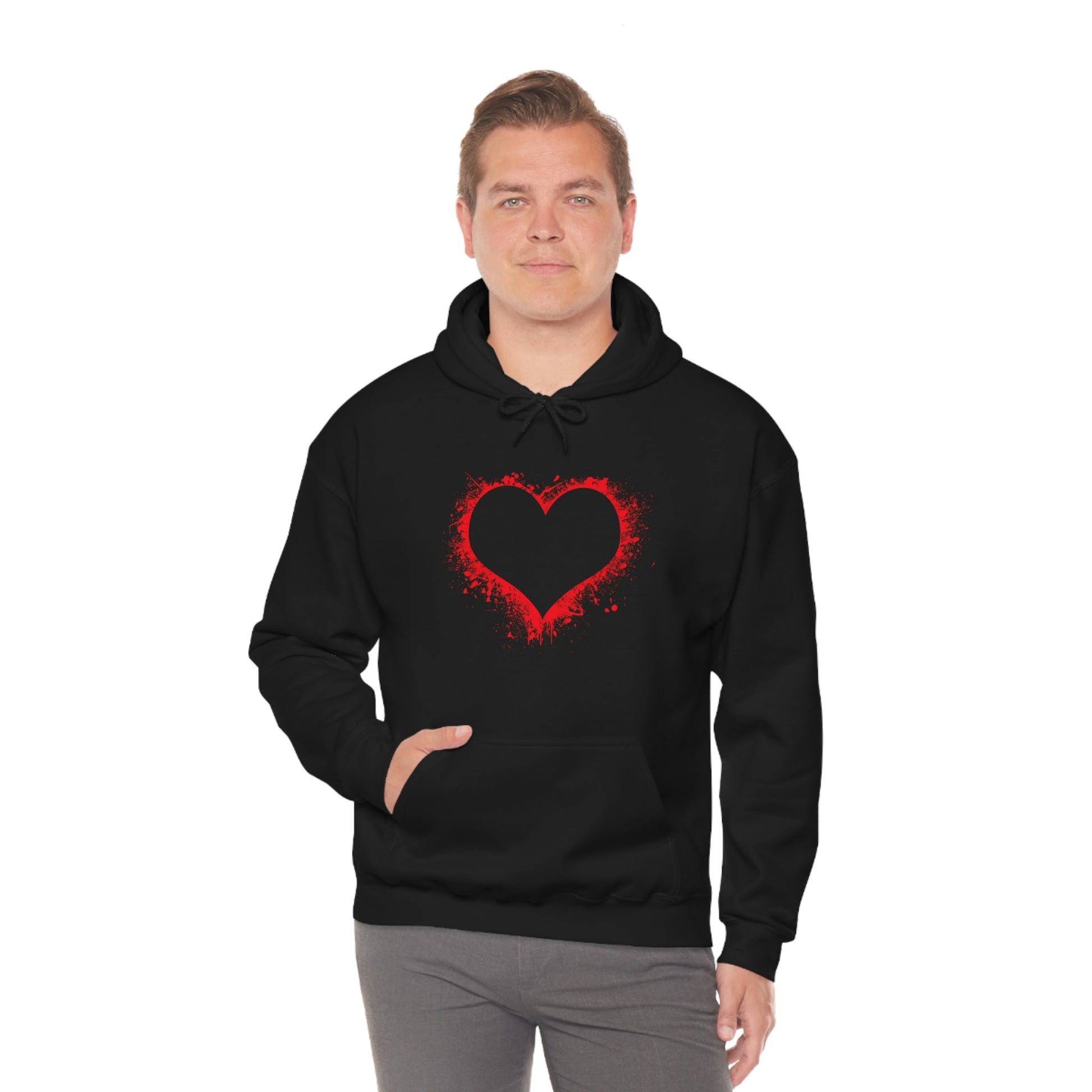 Red Paint Hearts - Ladies Hoodie, Mens Hoodie, Trending, Love Heart, Fashion, Hooded Pullover, Sweatshirt, Hoody, Heavy Blend Hooded Sweat | Comfortable Hoodie - StarJam Hoodie