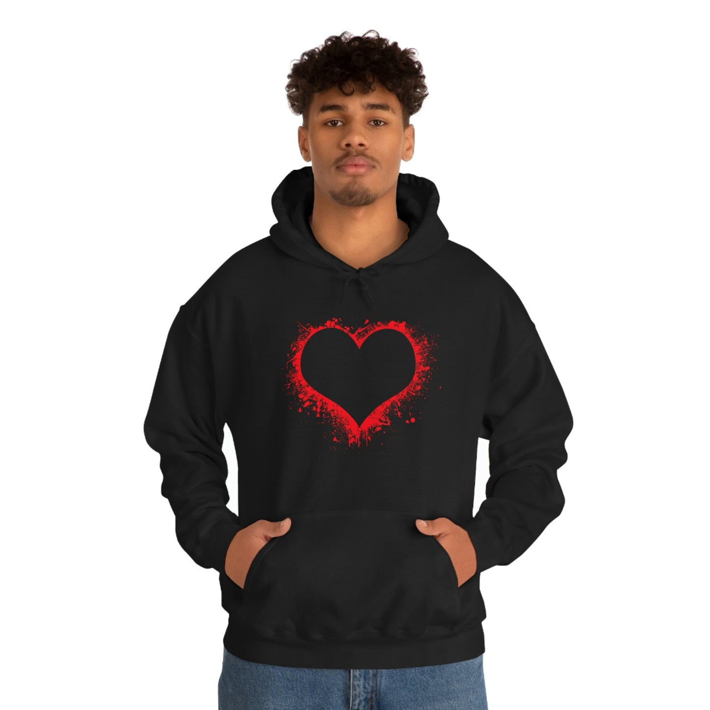 Red Paint Hearts - Ladies Hoodie, Mens Hoodie, Trending, Love Heart, Fashion, Hooded Pullover, Sweatshirt, Hoody, Heavy Blend Hooded Sweat | Comfortable Hoodie - StarJam Hoodie