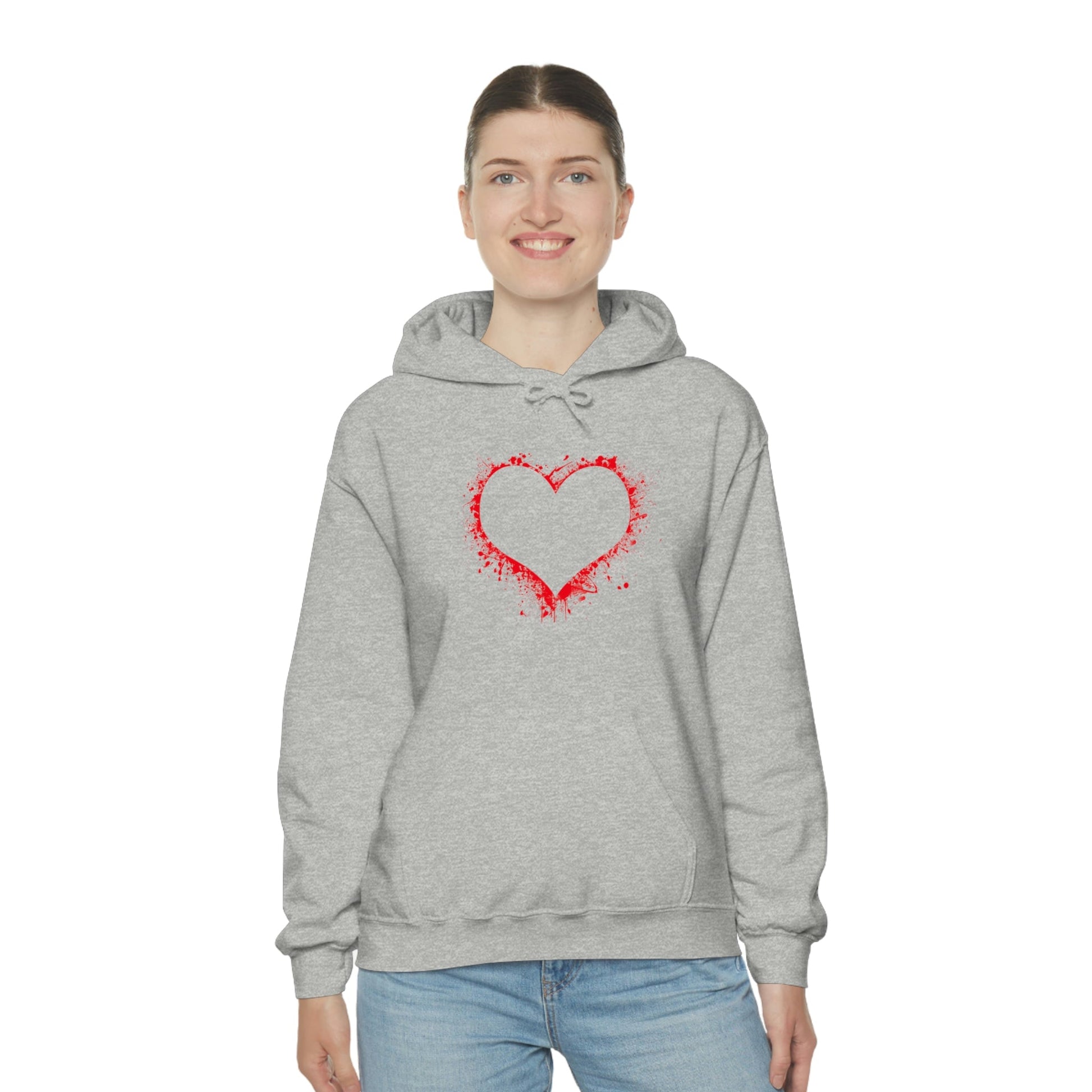 Red Paint Hearts - Ladies Hoodie, Mens Hoodie, Trending, Love Heart, Fashion, Hooded Pullover, Sweatshirt, Hoody, Heavy Blend Hooded Sweat | Comfortable Hoodie - StarJam Hoodie