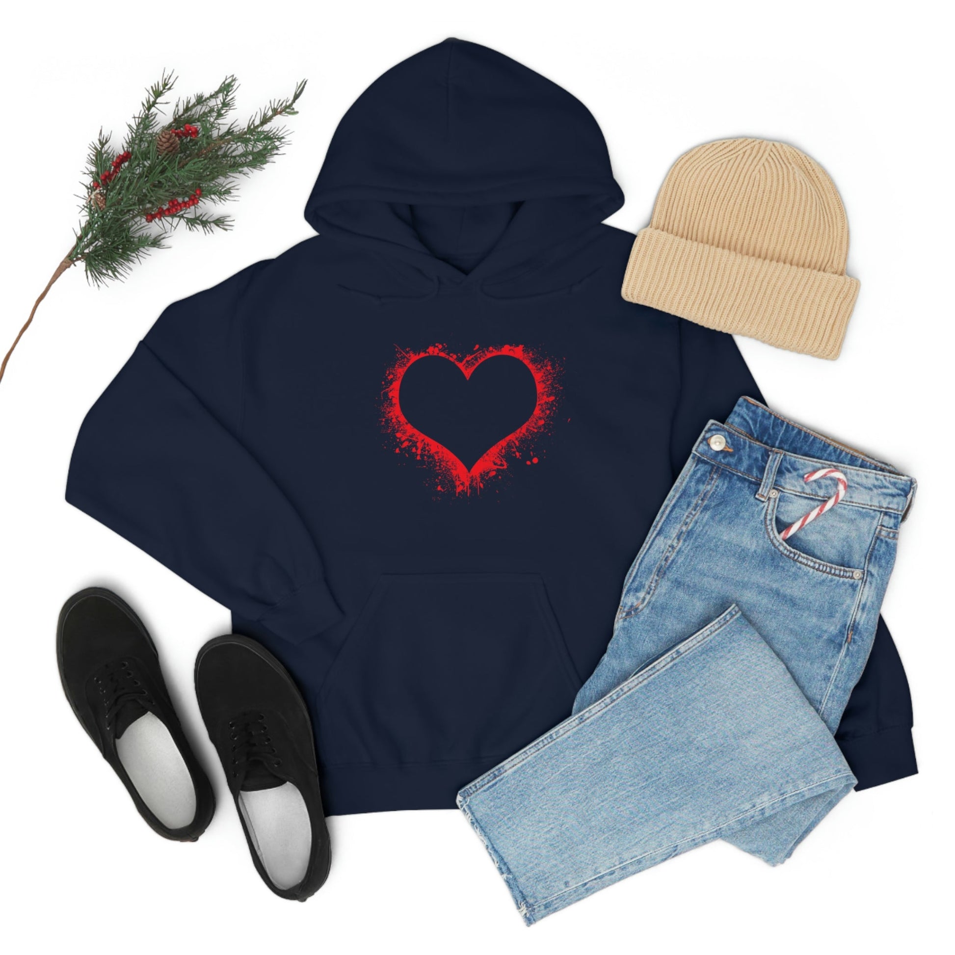 Red Paint Hearts - Ladies Hoodie, Mens Hoodie, Trending, Love Heart, Fashion, Hooded Pullover, Sweatshirt, Hoody, Heavy Blend Hooded Sweat | Comfortable Hoodie - StarJam Hoodie