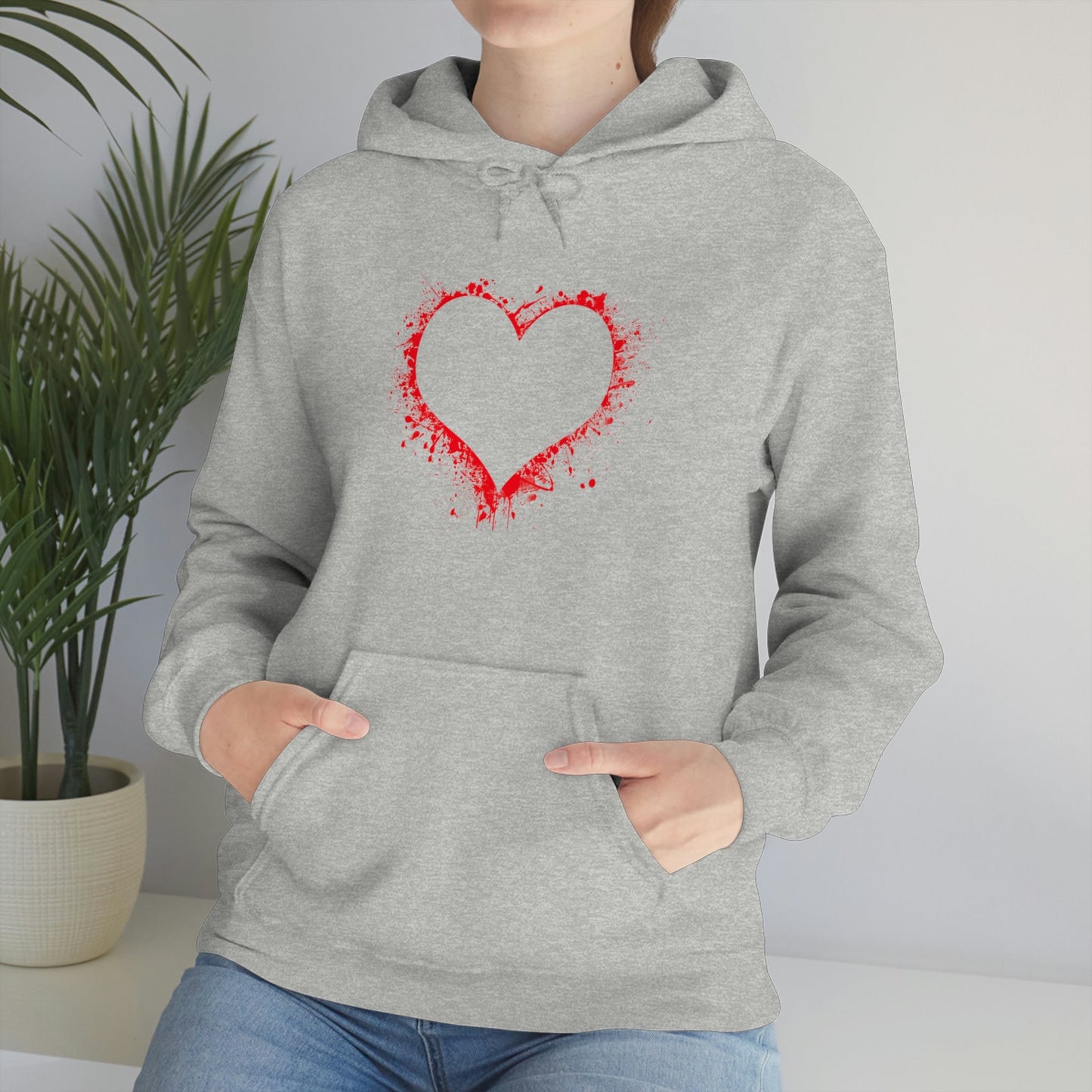 Red Paint Hearts - Ladies Hoodie, Mens Hoodie, Trending, Love Heart, Fashion, Hooded Pullover, Sweatshirt, Hoody, Heavy Blend Hooded Sweat | Comfortable Hoodie - StarJam Hoodie