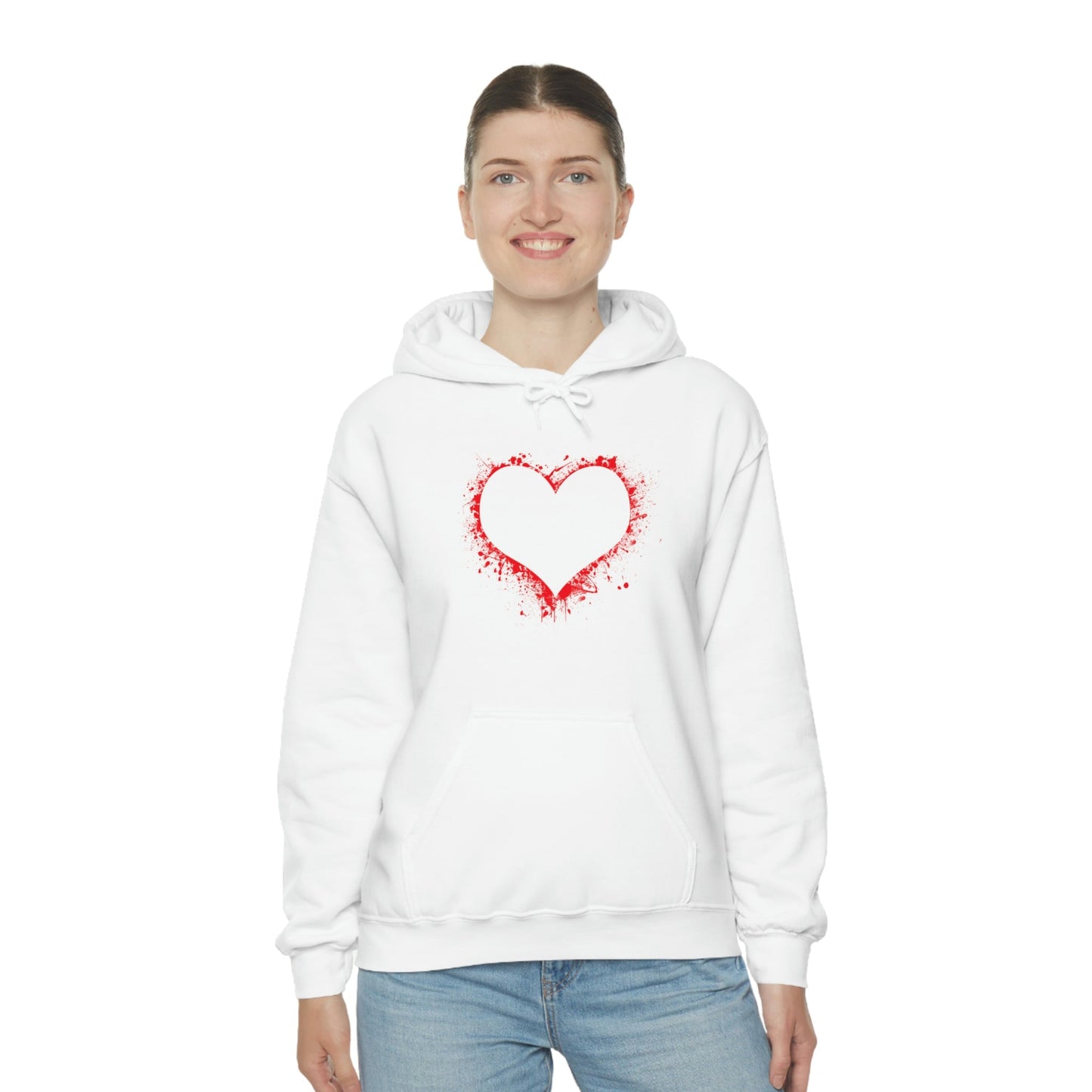 Red Paint Hearts - Ladies Hoodie, Mens Hoodie, Trending, Love Heart, Fashion, Hooded Pullover, Sweatshirt, Hoody, Heavy Blend Hooded Sweat | Comfortable Hoodie - StarJam Hoodie