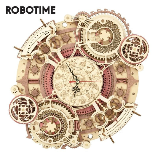 Robotime Zodiac Wall Clock Time Art 3d Wooden Puzzle Model Building Block Kits Diy Gift For Children Kid Adult Home Decor Clock - StarJam Gifts