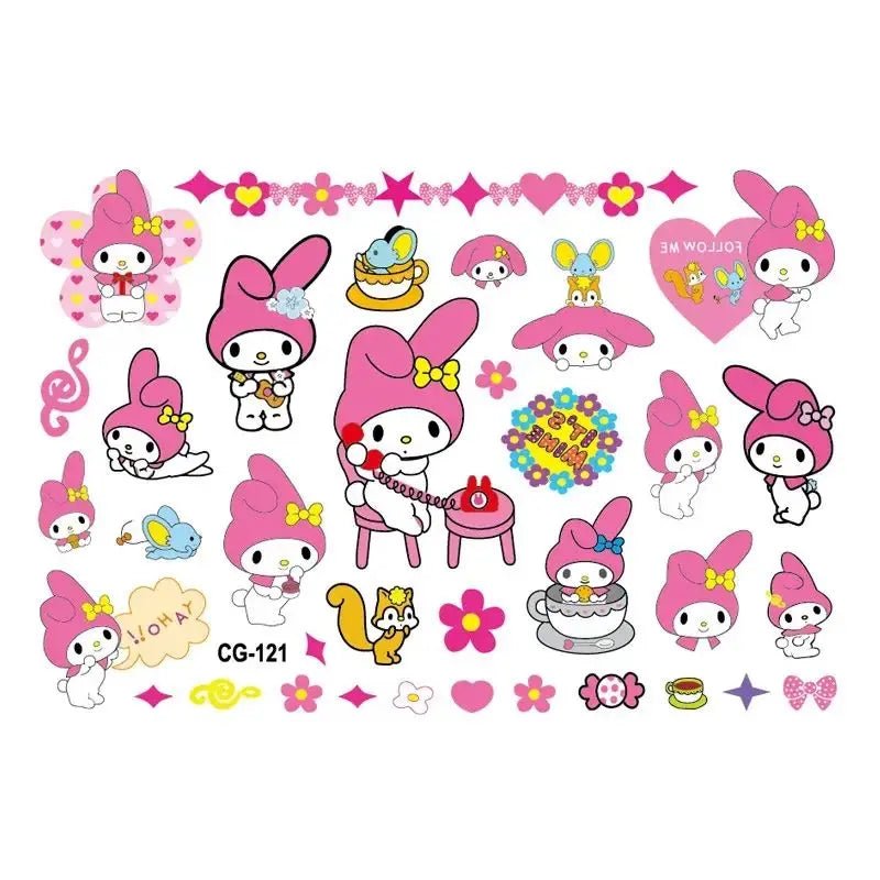 Sanrio Tattoo Stickers Kids Birthday Party Decoration Kawaii Anime Figure Hello Kitty Kuromi Cinnamoroll Stickers Cosplay Toys - StarJam