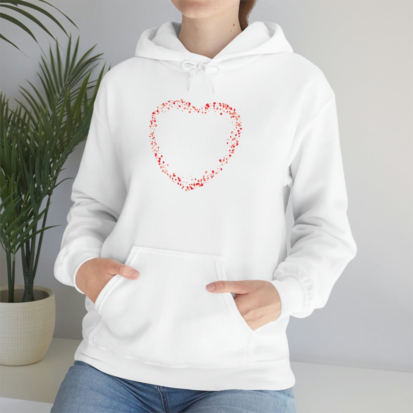 Tiny Red Print Hearts - Ladies Hoodie, Mens Hoodie, Trending, Love Heart, Fashion, Hooded Pullover, Sweatshirt, Hoody, Cozy, Soft, Durable | Comfortable Hoodie - StarJam Hoodie