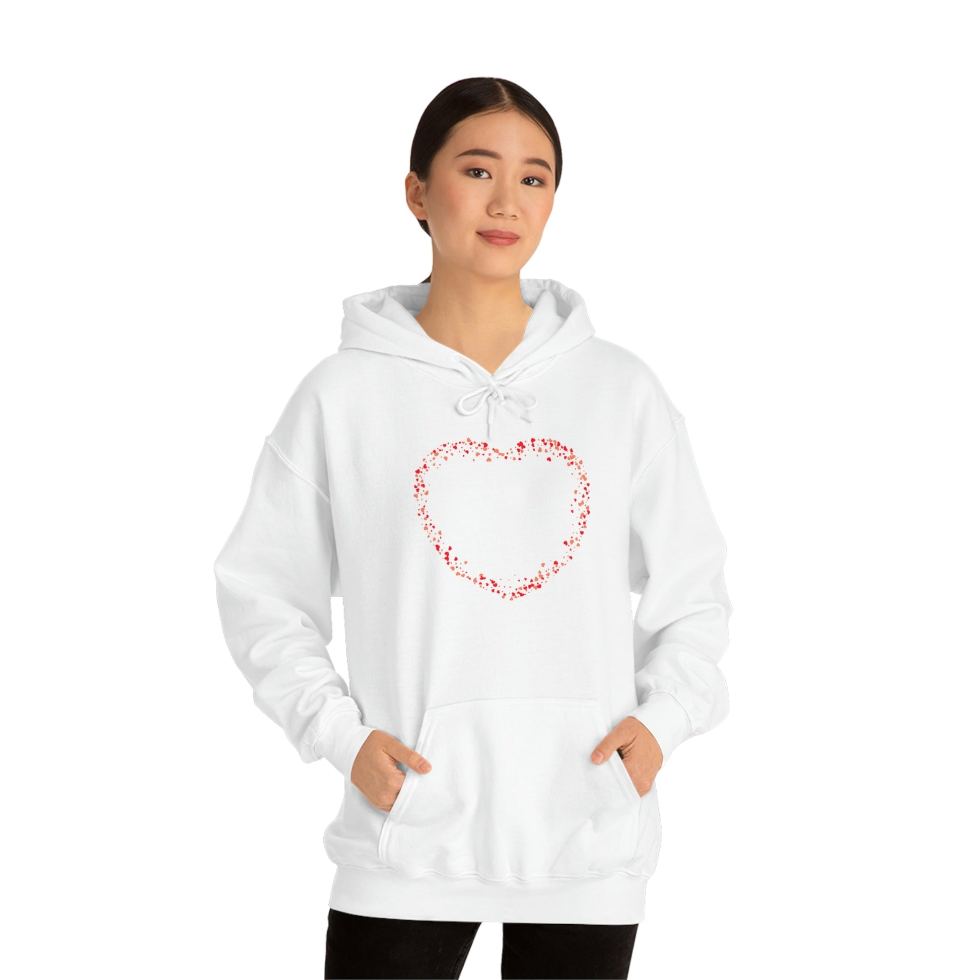 Tiny Red Print Hearts - Ladies Hoodie, Mens Hoodie, Trending, Love Heart, Fashion, Hooded Pullover, Sweatshirt, Hoody, Cozy, Soft, Durable | Comfortable Hoodie - StarJam Hoodie