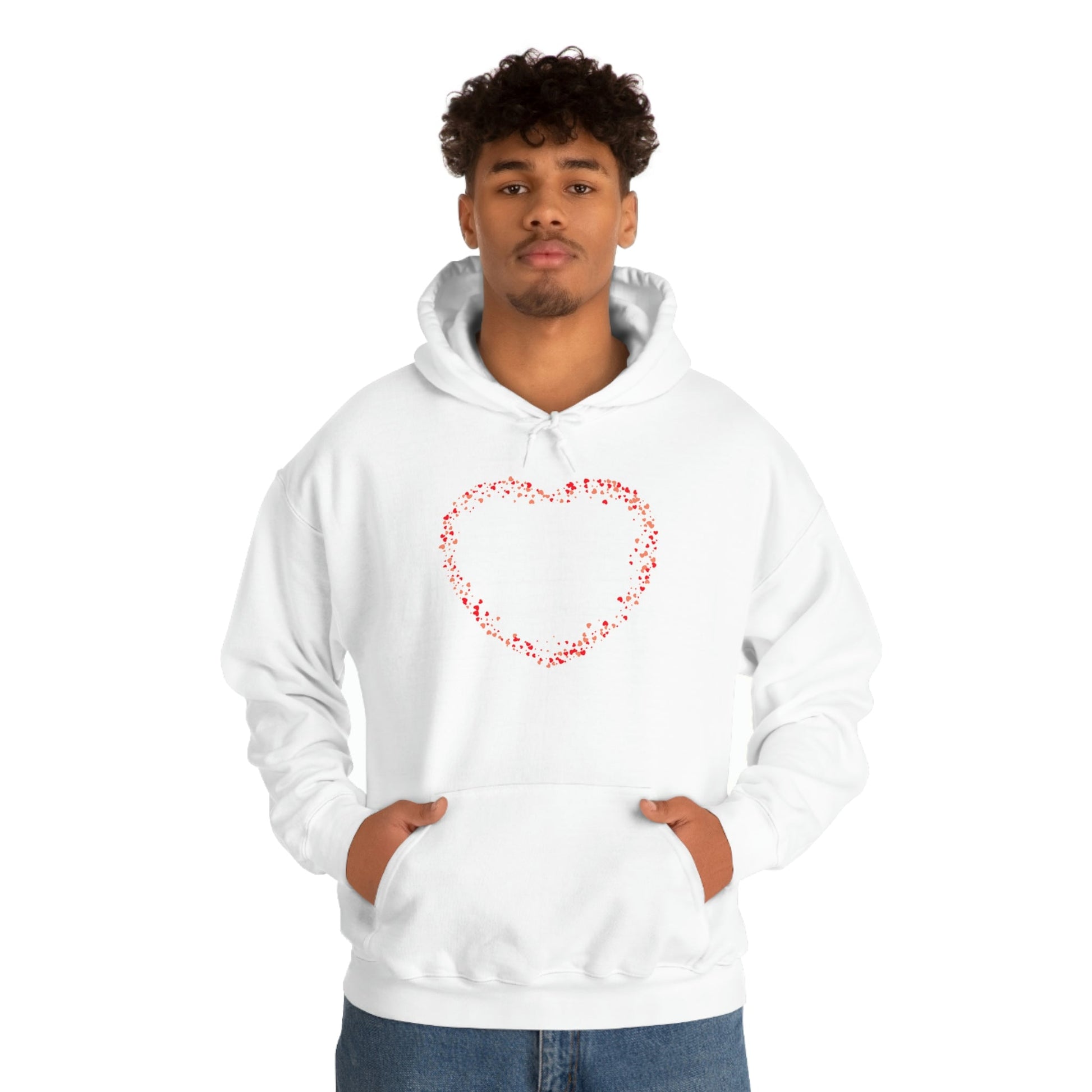 Tiny Red Print Hearts - Ladies Hoodie, Mens Hoodie, Trending, Love Heart, Fashion, Hooded Pullover, Sweatshirt, Hoody, Cozy, Soft, Durable | Comfortable Hoodie - StarJam Hoodie