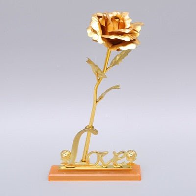 Valentine&#39;s Day Creative Gift 24k Foil Plated Rose Gold Rose Lasts Forever Love Wedding Decor Lover Lighting Roses Creative Gift - StarJam Gifts