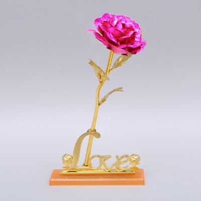 Valentine&#39;s Day Creative Gift 24k Foil Plated Rose Gold Rose Lasts Forever Love Wedding Decor Lover Lighting Roses Creative Gift - StarJam Gifts