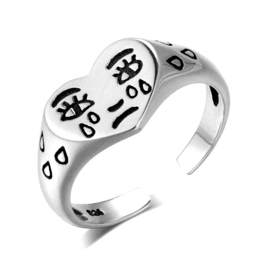 Vintage Crying Face Adjustable Ring Tears Expression Open Rings Geometric Cute Silver Color Ring Accessories Jewelry For Women - StarJam Gifts