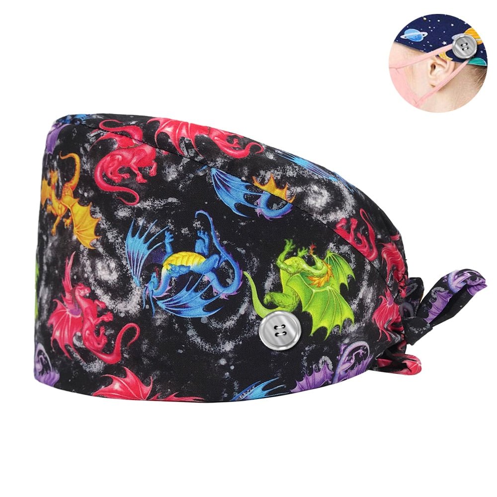 Wholesale 100%cotton Penguin Cartoon Printing Medical Women Nurse Hats Adjustable Beautician Scrub Hat Pet Shop Lab Scrubs Cap - StarJam Gifts