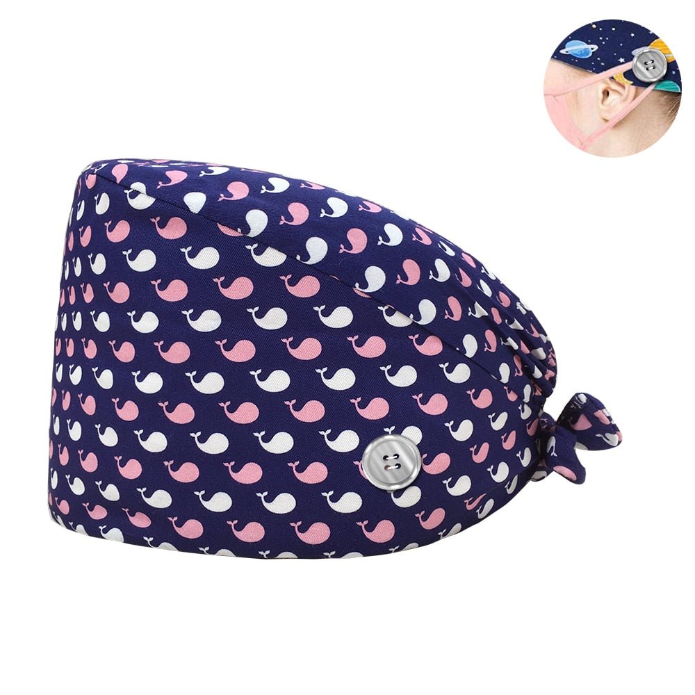 Wholesale 100%cotton Penguin Cartoon Printing Medical Women Nurse Hats Adjustable Beautician Scrub Hat Pet Shop Lab Scrubs Cap - StarJam Gifts