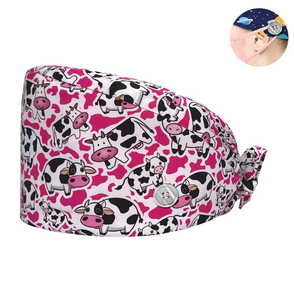 Wholesale 100%cotton Penguin Cartoon Printing Medical Women Nurse Hats Adjustable Beautician Scrub Hat Pet Shop Lab Scrubs Cap - StarJam Gifts