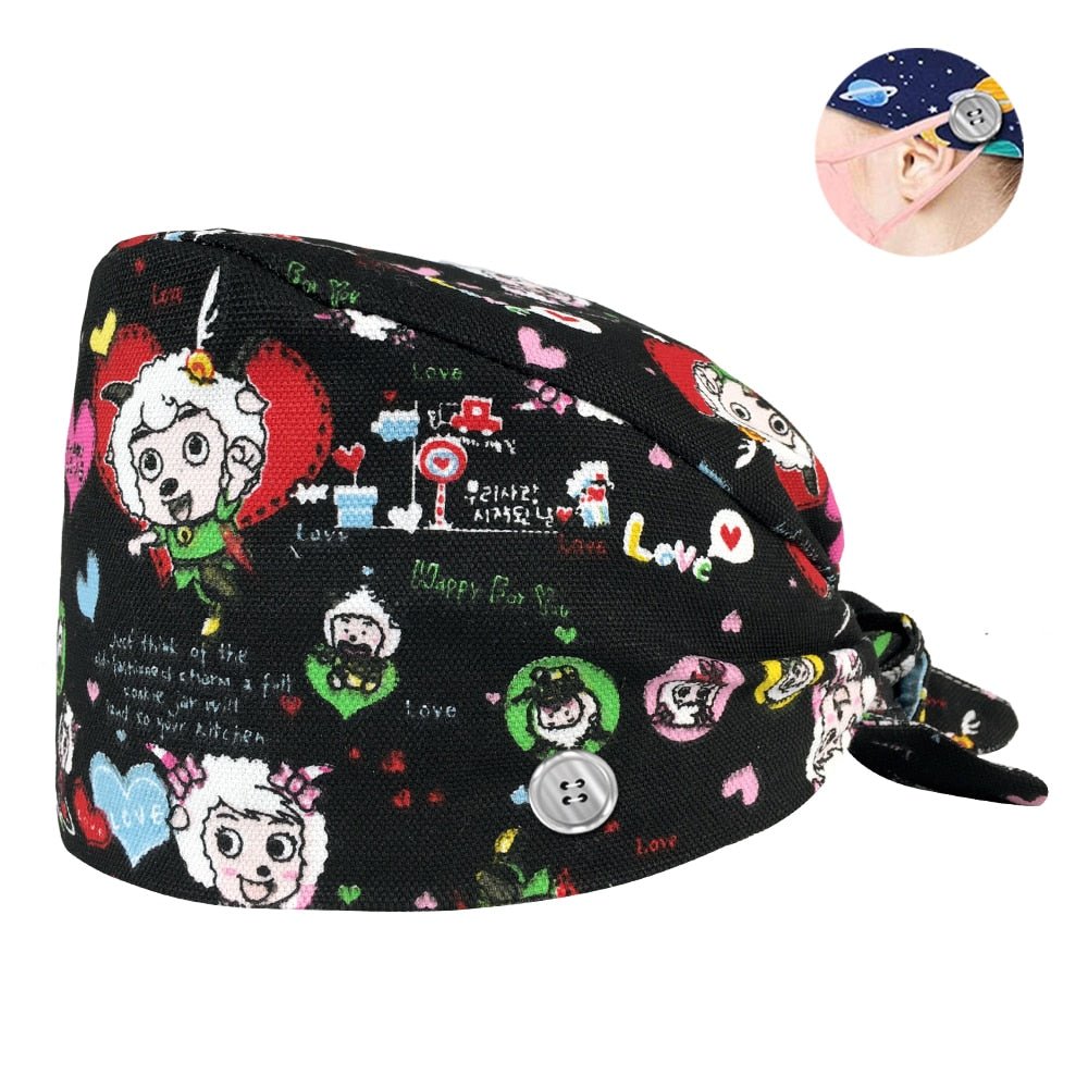 Wholesale 100%cotton Penguin Cartoon Printing Medical Women Nurse Hats Adjustable Beautician Scrub Hat Pet Shop Lab Scrubs Cap - StarJam Gifts