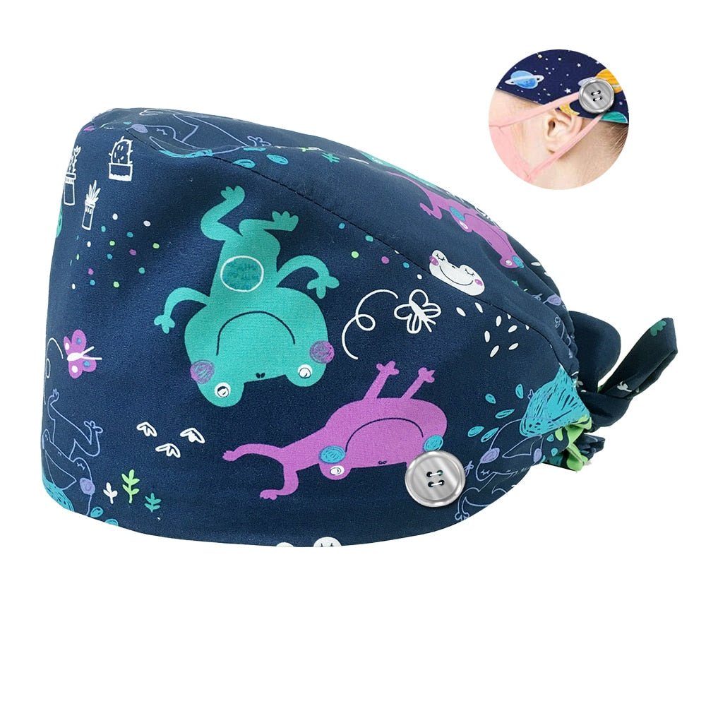 Wholesale 100%cotton Penguin Cartoon Printing Medical Women Nurse Hats Adjustable Beautician Scrub Hat Pet Shop Lab Scrubs Cap - StarJam Gifts