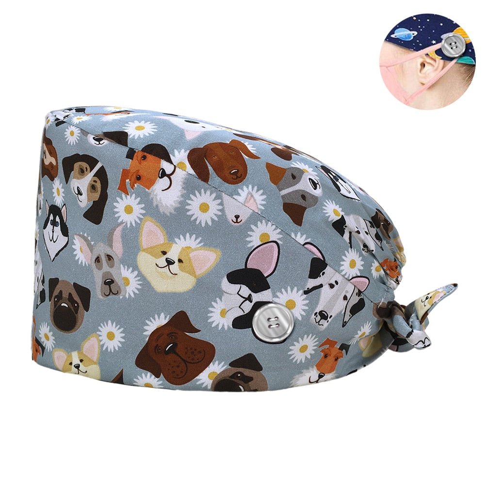 Wholesale 100%cotton Penguin Cartoon Printing Medical Women Nurse Hats Adjustable Beautician Scrub Hat Pet Shop Lab Scrubs Cap - StarJam Gifts