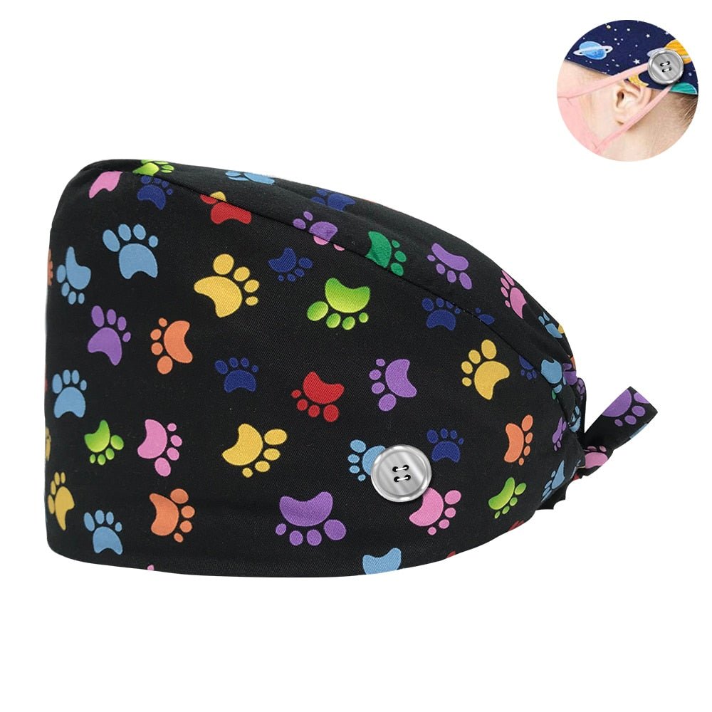 Wholesale 100%cotton Penguin Cartoon Printing Medical Women Nurse Hats Adjustable Beautician Scrub Hat Pet Shop Lab Scrubs Cap - StarJam Gifts