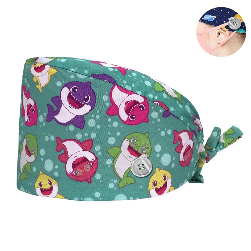 Wholesale 100%cotton Penguin Cartoon Printing Medical Women Nurse Hats Adjustable Beautician Scrub Hat Pet Shop Lab Scrubs Cap - StarJam Gifts