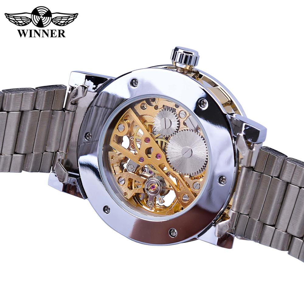 Winner Transparent Fashion Diamond Luminous Gear Movement Royal Design Men Top Brand Luxury Male Mechanical Skeleton Wrist Watch - StarJam Gifts